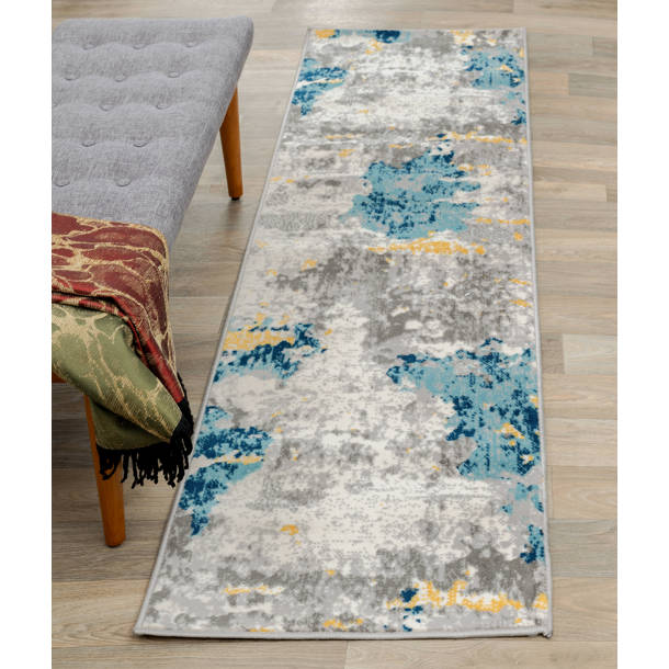 Wrought Studio Sianna Abstract Cream/Gray/Blue Area Rug & Reviews Wayfair